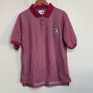Vintage Logo Athletic Colorado Avalanche NHL Red Micro Check Polo Shirt M